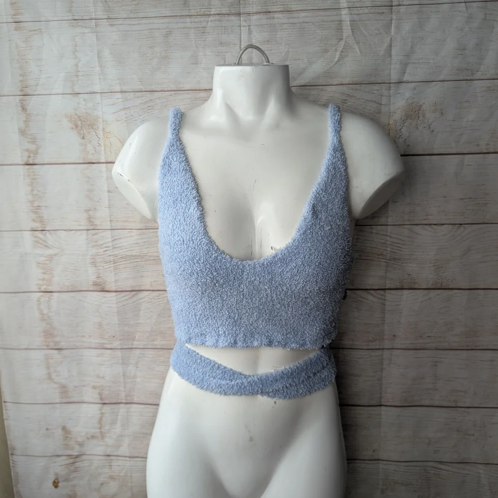 Out From Under | Urban Outfitters | Blue Under wrap crop top - Picture 1 of 8